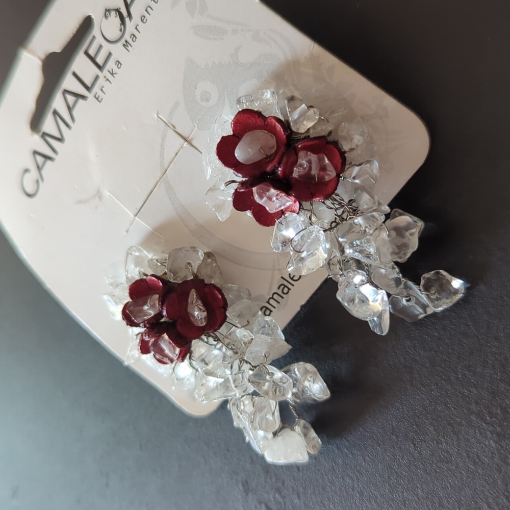 Camaleoa Crystal and Leather Brazilian Statement Earrings